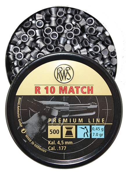 RWS R10 MATCH PELLETS .177 RIFLE 4.5 MM 7.0 GR