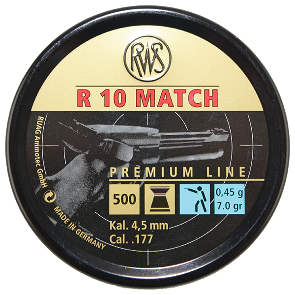 RWS R10 MATCH PELLETS .177 RIFLE 4.5 MM 7.0 GR