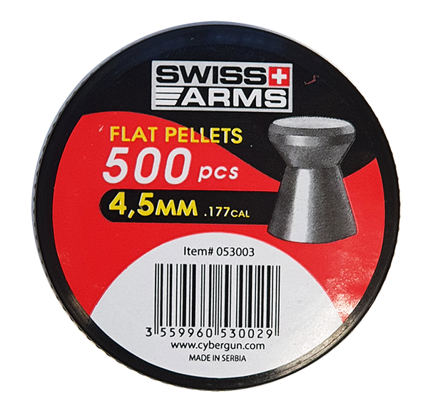 SWISS ARMS .177 FLAT HEAD PELLETS (500)