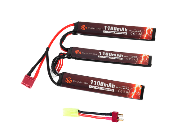 EVOLUTION LIPO ULTRA POWER BATTERY 11.1V 1100MAH 3 x Stick