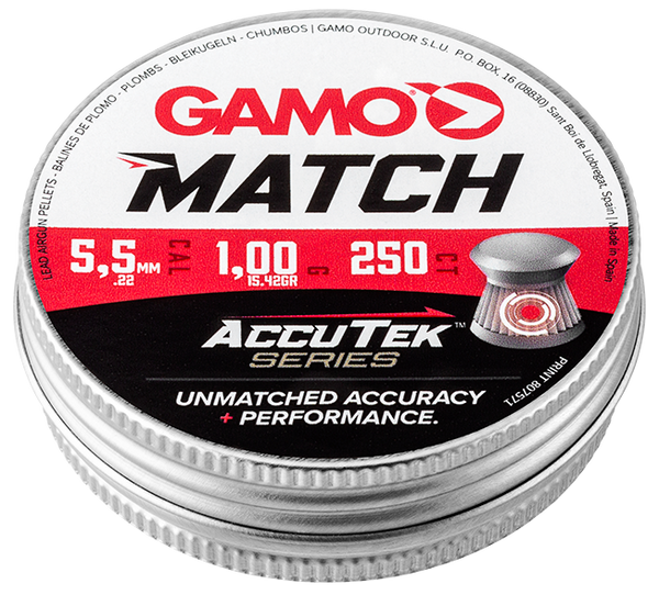 GAMO MATCH ACCUTEK SERIES PELLETS .22 TIN 250