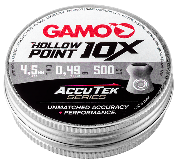 GAMO HOLLOW POINT 10X ACCUTEK SERIES PELLETS .177 TIN 500